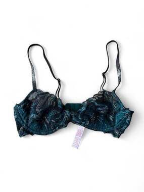 Savage X Fenty Green & Black Lace Balconette Bra — Size 34B